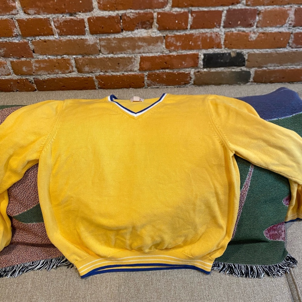 Yellow Brooks Brother V-Neck Men's Sweater